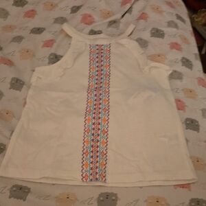 The Children's Place White Tank Top with Colorful Embroidery